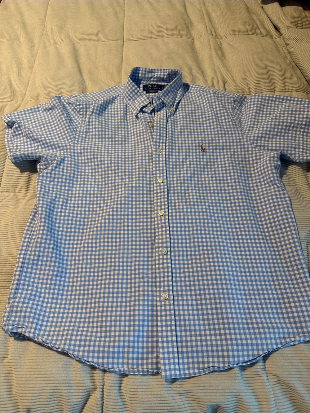 Polo by Ralph Lauren Blue & White Gingham Short-Sleeve Button-Down Shirt